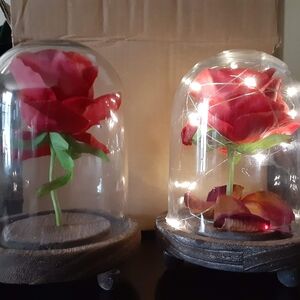 Beauty & The Beast Enchanted Rose in Glass Dome with Lights